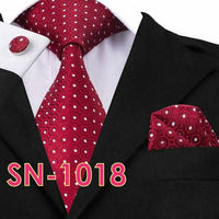 Novelty Tie Hanky Cufflinks Sets Men's 100% Silk Ties for men Formal Wedding Party-Neckties-Golonzo