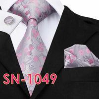 Novelty Tie Hanky Cufflinks Sets Men's 100% Silk Ties for men Formal Wedding Party-Neckties-Golonzo