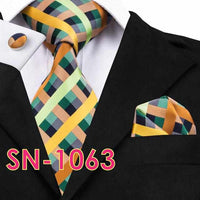 Novelty Tie Hanky Cufflinks Sets Men's 100% Silk Ties for men Formal Wedding Party-Neckties-Golonzo