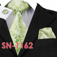 Novelty Tie Hanky Cufflinks Sets Men's 100% Silk Ties for men Formal Wedding Party-Neckties-Golonzo