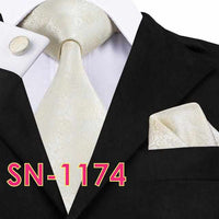 Novelty Tie Hanky Cufflinks Sets Men's 100% Silk Ties for men Formal Wedding Party-Neckties-Golonzo