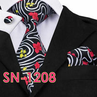 Men's Long Last Silk Ties for Formal Wedding Party - Solid Hanky Sets-Neckties-Golonzo