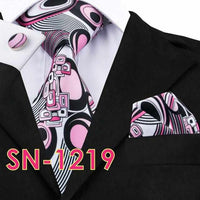 Novelty Tie Hanky Cufflinks Sets Men's 100% Silk Ties for men Formal Wedding Party-Neckties-Golonzo