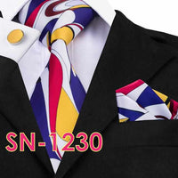 Men's Long Last Silk Ties for Formal Wedding Party - Solid Hanky Sets-Neckties-Golonzo