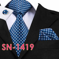 Men's Long Last Silk Ties for Formal Wedding Party - Solid Hanky Sets-Neckties-Golonzo