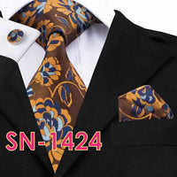 Men's Long Last Silk Ties for Formal Wedding Party - Solid Hanky Sets-Neckties-Golonzo