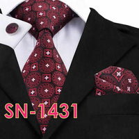 Men's Long Last Silk Ties for Formal Wedding Party - Solid Hanky Sets-Neckties-Golonzo