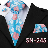 Fashion Hanky Cufflink Sets with 100% Silk Neckties for Mens Business Wedding Party-Neckties-Golonzo