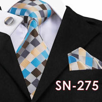 Fashion Hanky Cufflink Sets with 100% Silk Neckties for Mens Business Wedding Party-Neckties-Golonzo
