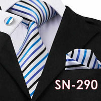 Fashion Hanky Cufflink Sets with 100% Silk Neckties for Mens Business Wedding Party-Neckties-Golonzo