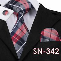 Fashion Hanky Cufflink Sets with 100% Silk Neckties for Mens Business Wedding Party-Neckties-Golonzo