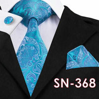 Fashion Hanky Cufflink Sets with 100% Silk Neckties for Mens Business Wedding Party-Neckties-Golonzo