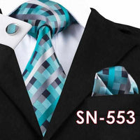 Fashion Hanky Cufflink Sets with 100% Silk Neckties for Mens Business Wedding Party-Neckties-Golonzo