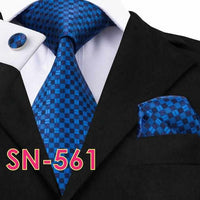 Novelty Tie Hanky Cufflinks Sets Men's 100% Silk Ties for men Formal Wedding Party-Neckties-Golonzo
