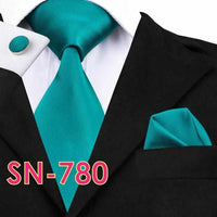 Novelty Tie Hanky Cufflinks Sets Men's 100% Silk Ties for men Formal Wedding Party-Neckties-Golonzo