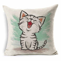 Cat Pattern Cotton Linen Throw Pillow Cushion Cover Seat-Pillow Case and Shams-Golonzo
