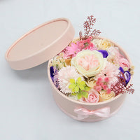 Hug Bucket Round Paper Box +Rose Soap Flower Packing Set-Golonzo