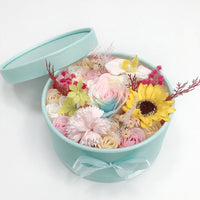 Hug Bucket Round Paper Box +Rose Soap Flower Packing Set-Artificial Flora-Golonzo