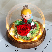 Enchanted LED Light Beauty Rose in a Glass with Black Base-Artificial flower-Golonzo