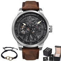 Fashion Luxury Leather Tourbillon Watch - Automatic Mechanical Men Wristwatch-Watch-Golonzo