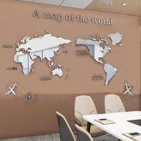 World Map Acrylic 3D Solid Crystal Wall Decoration-Wall Stickers-Golonzo