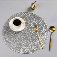 Gold Silvery Round Placemats Kitchen PVC Mats for Dining Tables Drink Coasters Set Coffee Cup-Kitchen Slicers-Golonzo