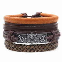 4 Pcs/set Weave Vintage Punk Leather Charm Bracelets-Bracelets-Golonzo