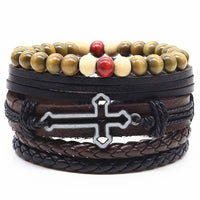 4 Pcs/set Weave Vintage Punk Leather Charm Bracelets-Bracelets-Golonzo