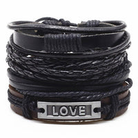 4 Pcs/set Weave Vintage Punk Leather Charm Bracelets-Bracelets-Golonzo