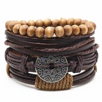 4 Pcs/set Weave Vintage Punk Leather Charm Bracelets-Bracelets-Golonzo