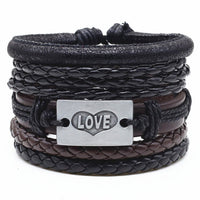 4 Pcs/set Weave Vintage Punk Leather Charm Bracelets-Bracelets-Golonzo