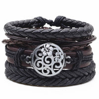 4 Pcs/set Weave Vintage Punk Leather Charm Bracelets-Bracelets-Golonzo
