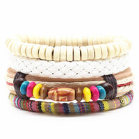 4 Pcs/set Weave Vintage Punk Leather Charm Bracelets-Bracelets-Golonzo