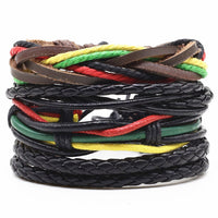 4 Pcs/set Weave Vintage Punk Leather Charm Bracelets-Bracelets-Golonzo
