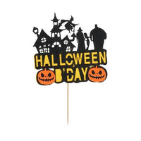 Happy Halloween Cake Topper Pumpkin Ghost Bat Witch Ghost Castle Black Cat Horror-Party Decorations-Golonzo
