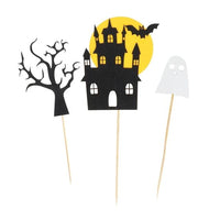 Happy Halloween Cake Topper Pumpkin Ghost Bat Witch Ghost Castle Black Cat Horror-Party Decorations-Golonzo
