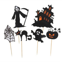 Happy Halloween Cake Topper Pumpkin Ghost Bat Witch Ghost Castle Black Cat Horror-Party Decorations-Golonzo