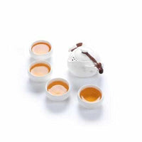 Chinese Ceramic Teapot and Tea Cup Set-Coffee and Tea Cups-Golonzo