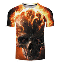 Fire Skull 3D Print T Shirt - The Mighty Skull-Shirts and Tops-Golonzo