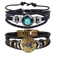 12 Zodiac Bracelets Luminous Charm Leather Bracelet-Bracelets-Golonzo