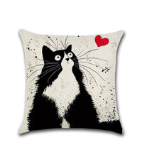 Cat Pattern Cotton Linen Throw Pillow Cushion Cover Seat-Pillow Case and Shams-Golonzo