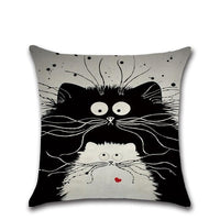 Cat Pattern Cotton Linen Throw Pillow Cushion Cover Seat-Pillow Case and Shams-Golonzo