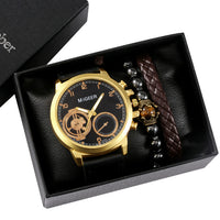 Luxury Leather Strap Men Watch with Bracelet Sets-Quartz Watches-Golonzo