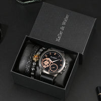 Luxury Leather Strap Men Watch with Bracelet Sets-Quartz Watches-Golonzo