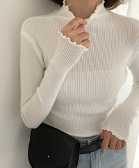 Women Sweater High Elastic Solid Fall Winter Fashion-Shirts and Tops-Golonzo