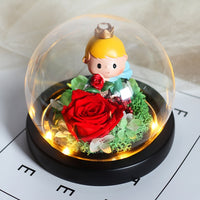 Enchanted LED Light Beauty Rose in a Glass with Black Base-Artificial flower-Golonzo