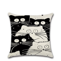 Cat Pattern Cotton Linen Throw Pillow Cushion Cover Seat-Pillow Case and Shams-Golonzo