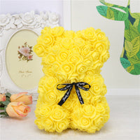 Hand Made Teddy Rose Bear With Box Artificial 25cm-Artificial flower-Golonzo