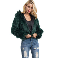 Winter Hooded Fur Coat - Women Warm Long Sleeve Outerwear Solid Faux Fur Jacket-Coats and Jackets-Golonzo