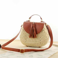 Ladies Woven Knitting Messenger Straw Bags-Handbags-Golonzo